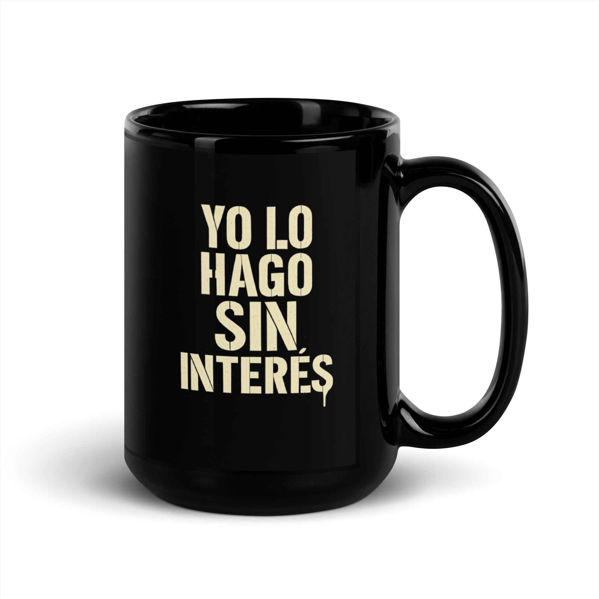Taza negra brillante "Interes"