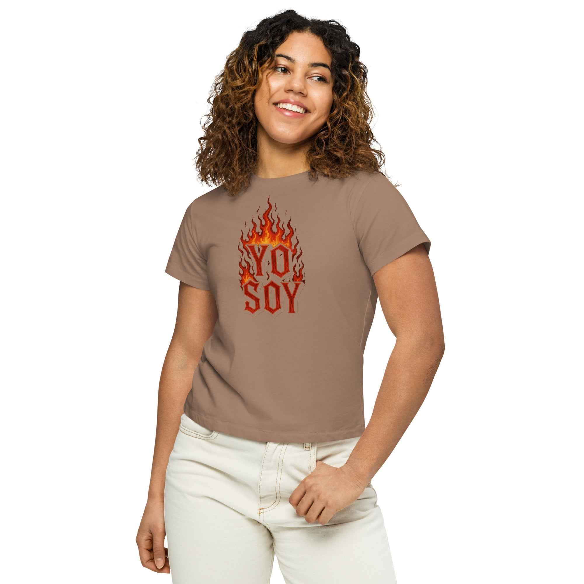 Camiseta de cintura alta para mujer "yo soy"