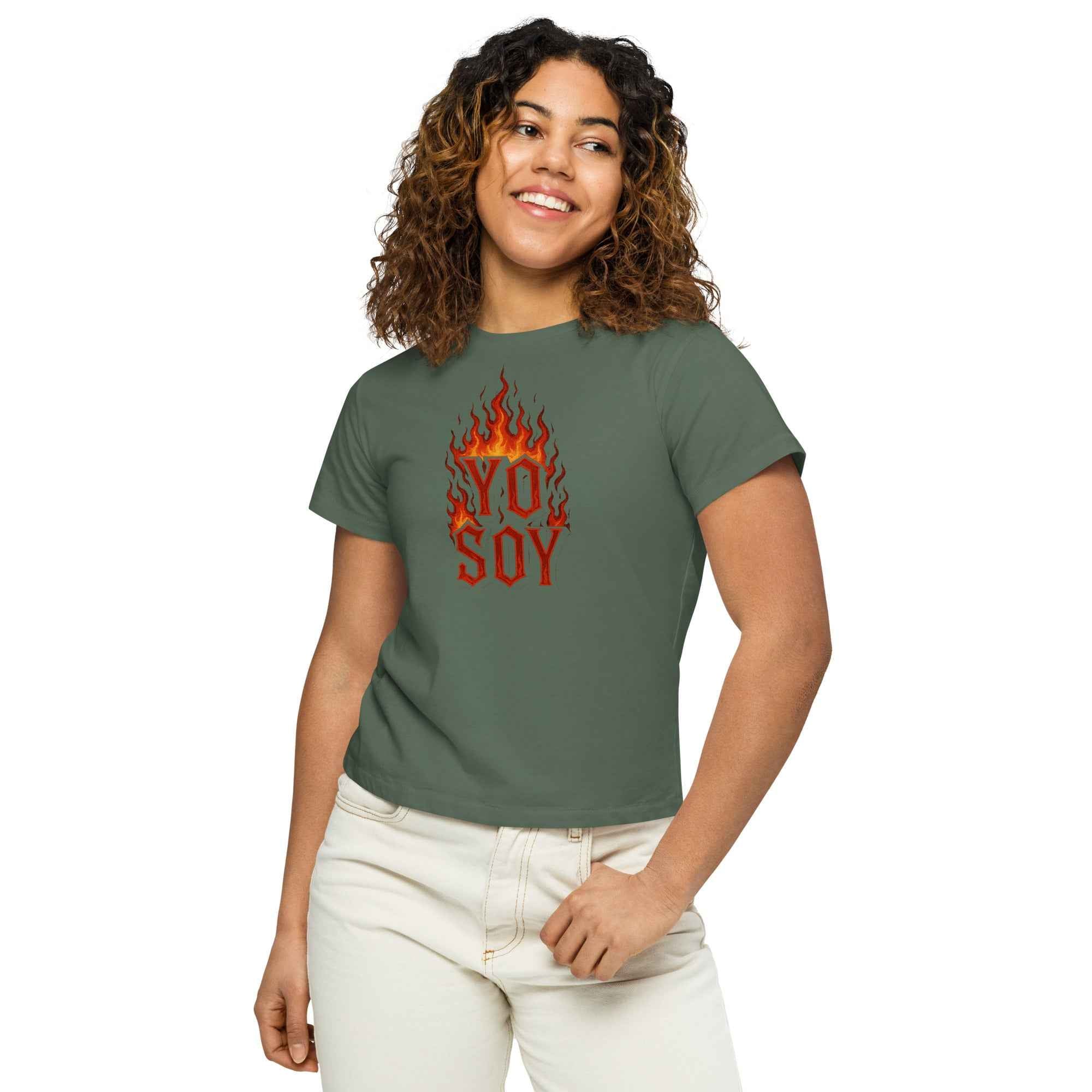 Camiseta de cintura alta para mujer "yo soy"
