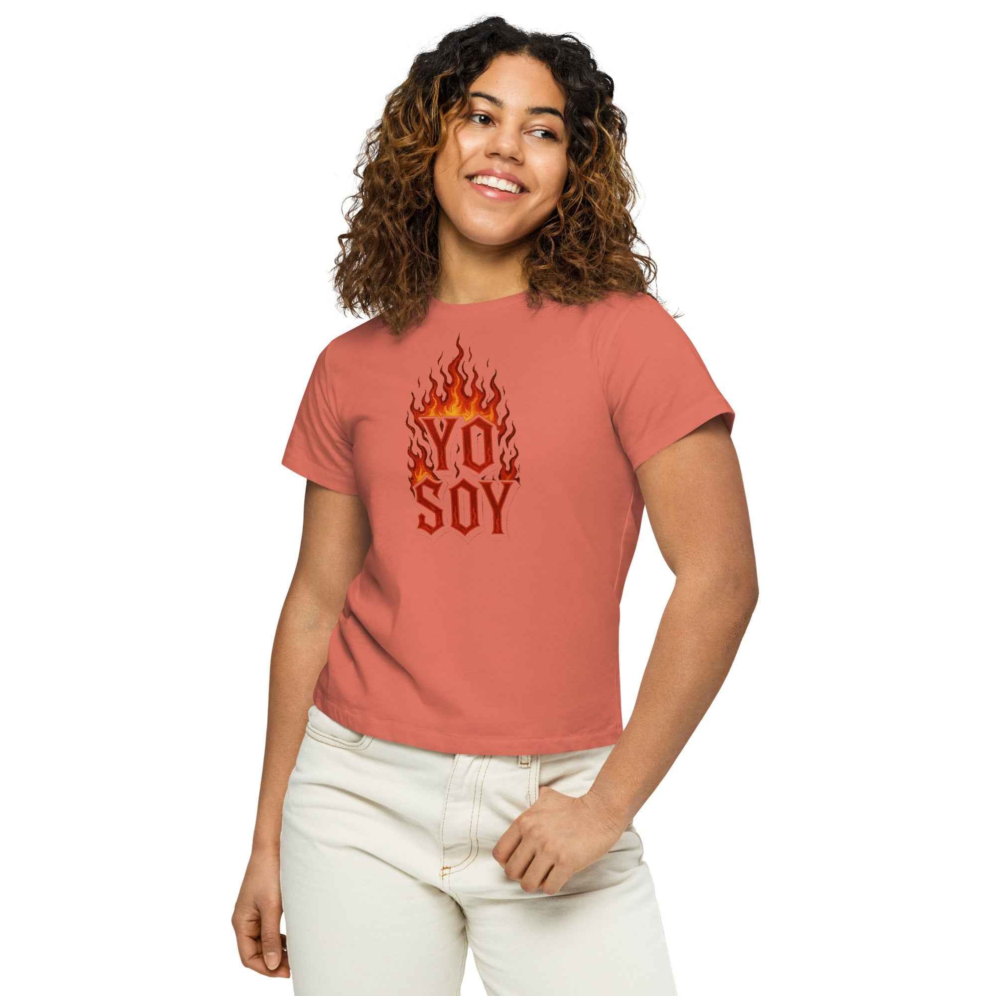Camiseta de cintura alta para mujer "yo soy"